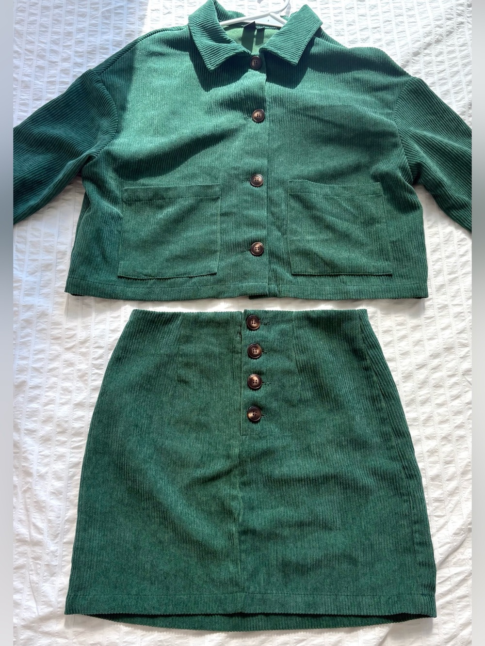 Green Corduroy skirt set